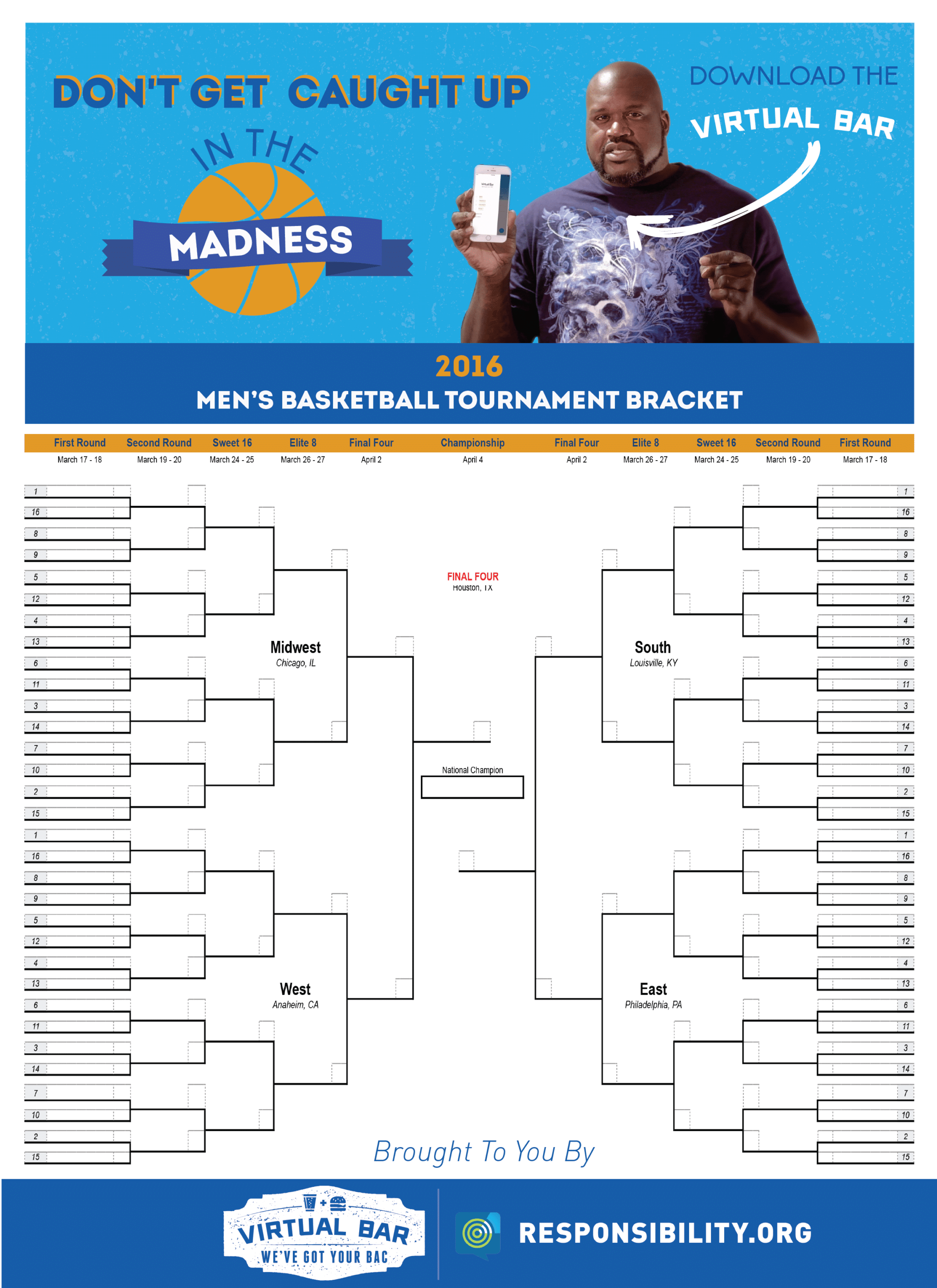 Don't get caught up in the Madness of March -- fill out our Virtual Bar app tournament bracket and download the Virtual Bar mobile app today.
