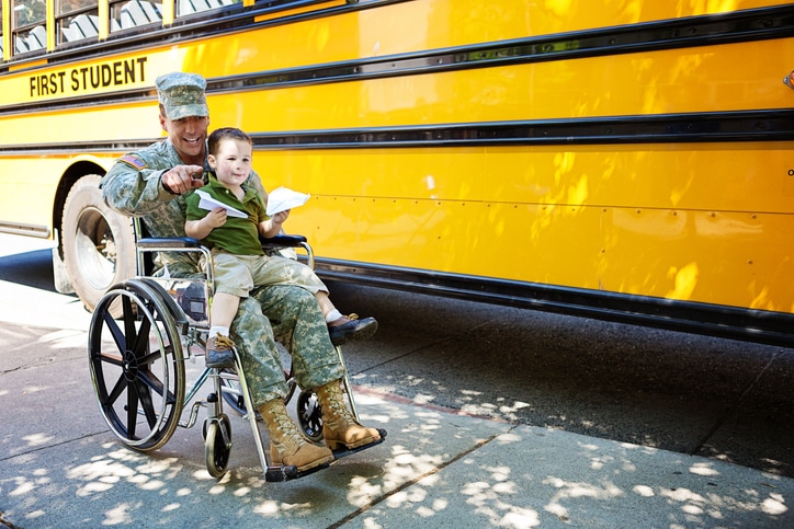 Military veteran and child